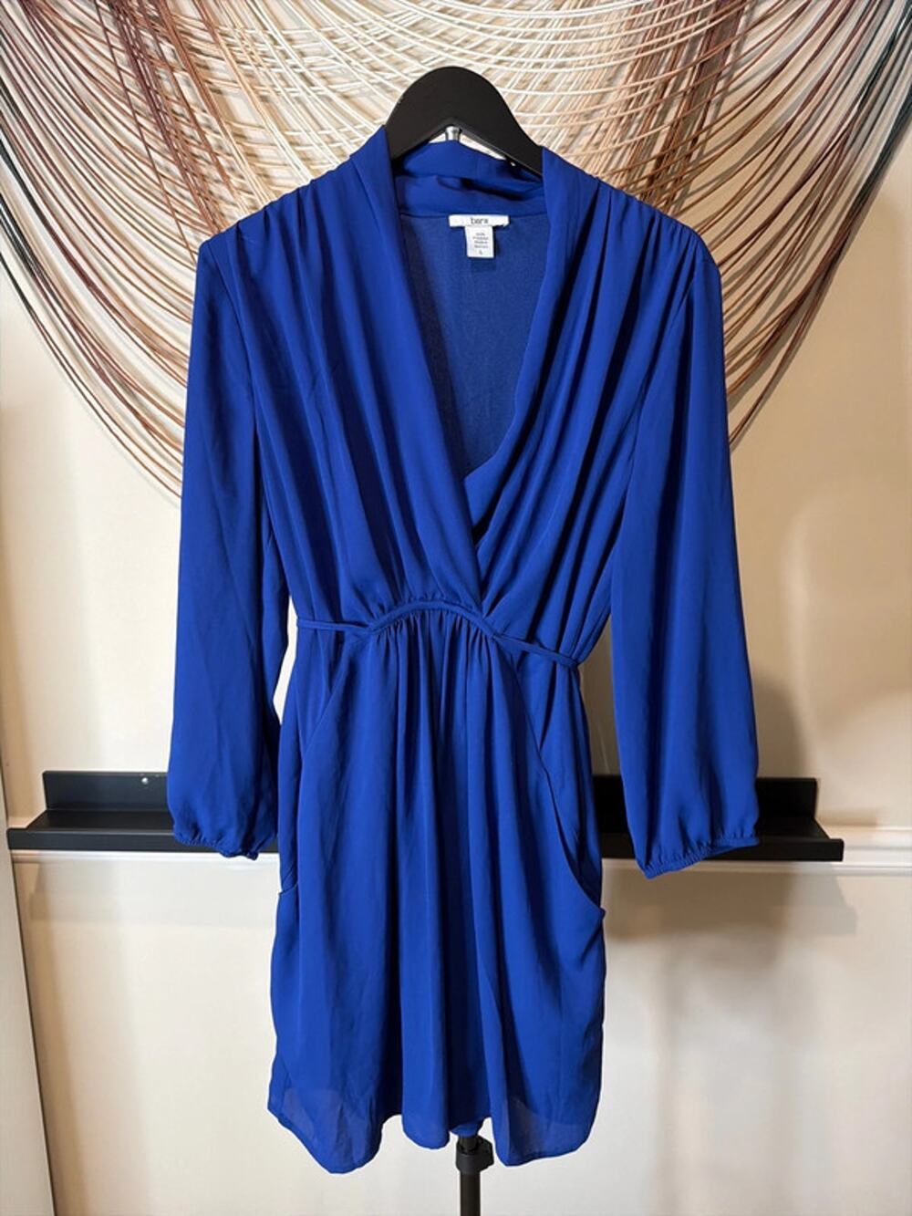 Bar III blue V-neck dress L 3094